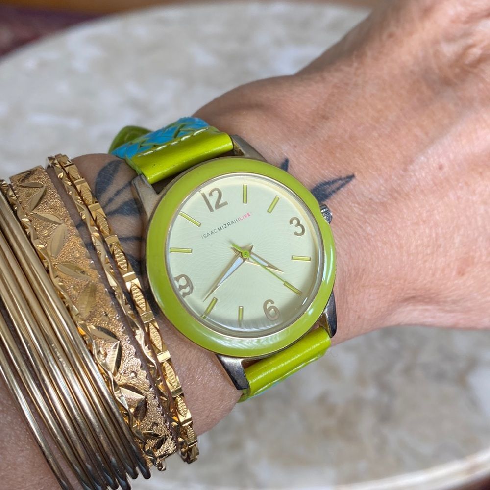 Vintage Isaac Mizrahi Live Wristwatch Braided Leather Strap